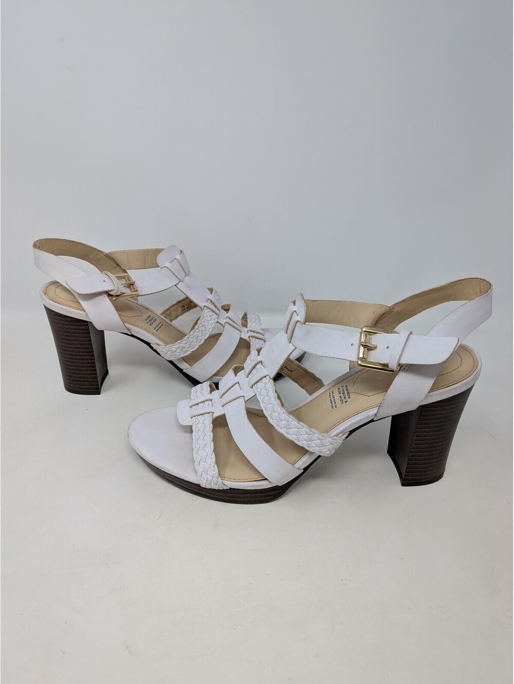 Liz Claiborne Palm Women’s White Strappy Block Heel Sandals Size 10M